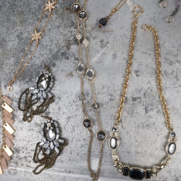 15 Piece Preppy Baublebar Jewelry Lot Rhinestones Pink Bright Necklace Earring - Picture 3 of 6